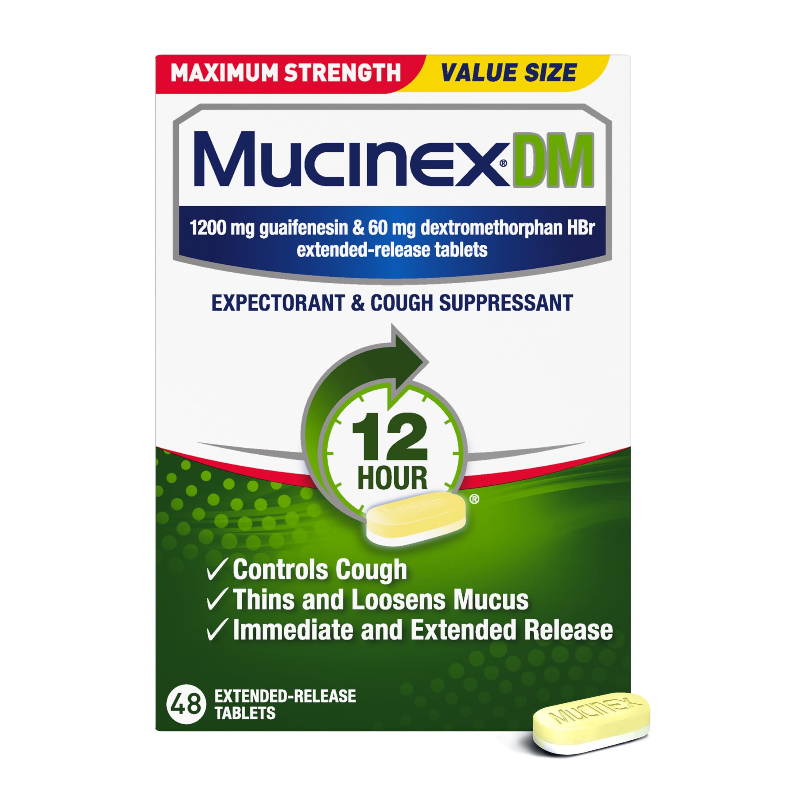 Mucinex DM Tablets 1200-60 mg IR/ER (28 Count) - Cold, Flu & Sinus